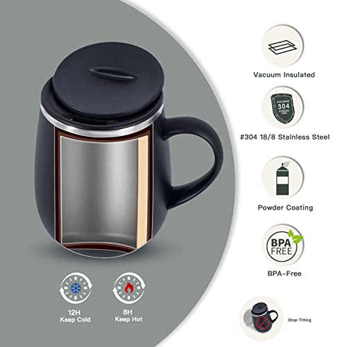 16 oz Insulated Coffee Mug with Handle and Lid