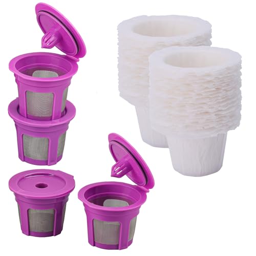 4 Pack Reusable K Cup Filters with 100 Count Coffee Filters Paper (104 Count)