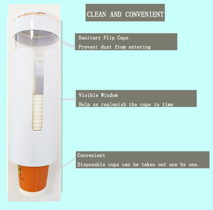 Coffee Machine or Water Dispenser Wall Mounted Disposable Cup Dispenser