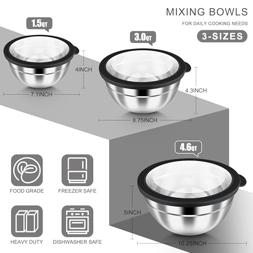 Mixing Bowls with Airtight Clear Lids (6 Count)