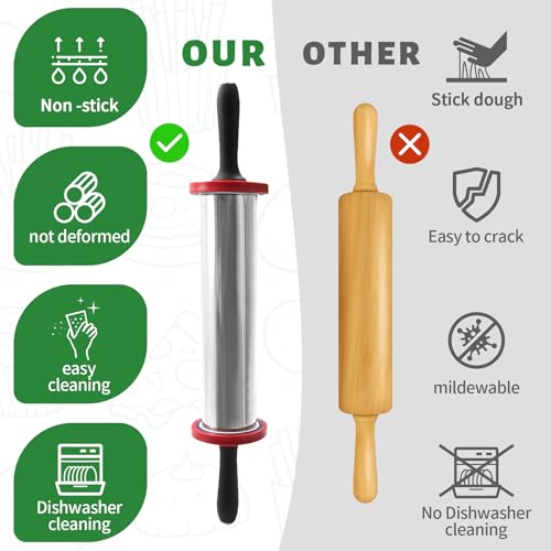 Rolling Pins Rolling Pin and Silicone Baking Pastry Mat Set