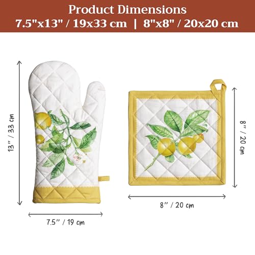 100% Cotton Oven Mitt & Pot Holder Set