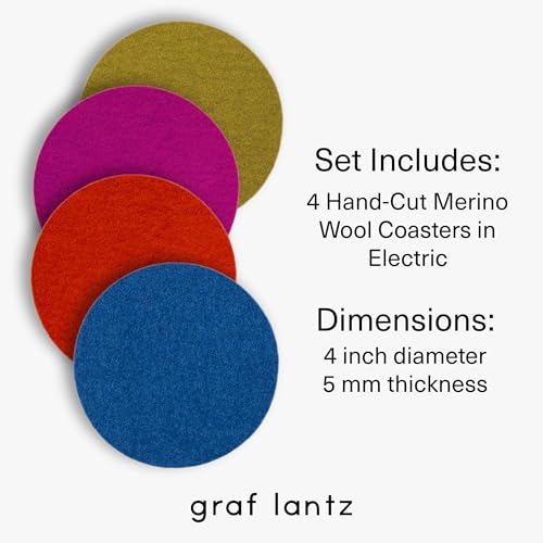 Bierfilzl Merino Wool Round Coasters Set of 4 (4 Count)
