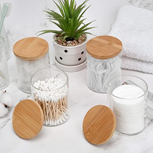 4 Pack Glass Qtip Holder Dispenser for Cotton Ball (8 Count)