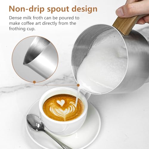 8-IN-1 Milk Frother and Steamer 550 Watts, 21 oz Split Stainless Steel Automatic Steamer, Milk's Warmer for Latte, Cappuccino, Hot and Cold Froth, Heated Milk, Hot Chocolate, Baby Food, Black (21 Ounce)