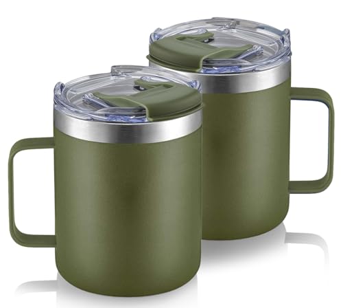 12oz Insulated Travel Coffee Mug with Handle (2 Count)