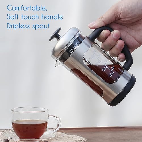 Stainless Steel French Press 12 oz Coffee Tea Maker with Soft Grip Handle