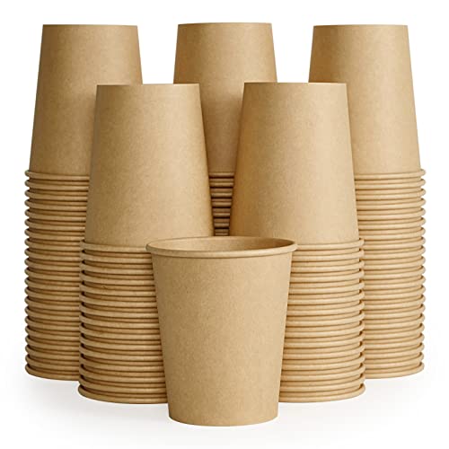 100 Pack 8 oz Kraft Paper Coffee Cups (100 Count)