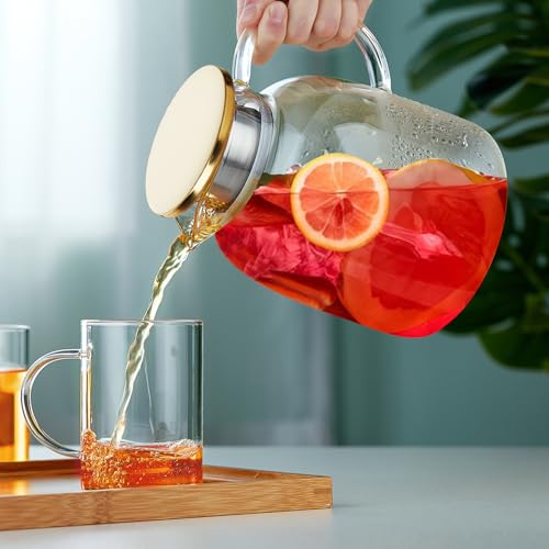 2L 68OZ Glass Pitcher with Lid and Spout
