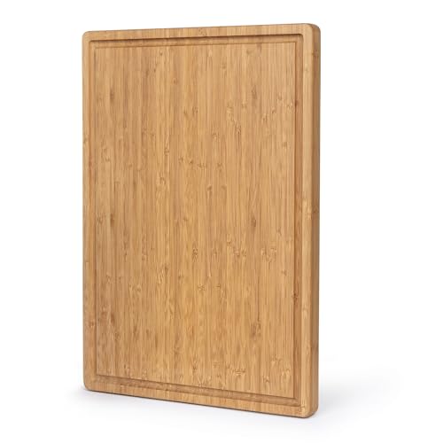 Bamboo Cutting Board with Handles and Juice Grooves
