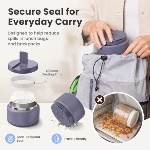 13.5oz Soup Thermo for Hot Food Kids with Buckle Lid Insulated Vacuum Food Jar Wide Mouth Leakproof Stainless Steel Lunch Container