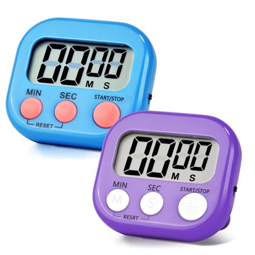 2 Pack Pack Digital Kitchen Timer Magnetic Digital Timer with Big Display Loud Ring Cooking Timers for Cooking (4 Count)