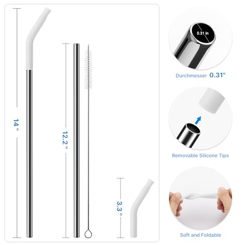 Metal Straw with Silicone Tip for 40oz Stanley Cup