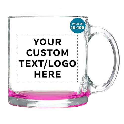 Custom Clear Glass Coffee Mugs 13 oz. Set of 10 (100 Count)