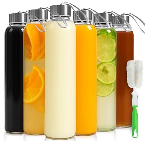Clear Glass Bottles with Lids (6 Count)