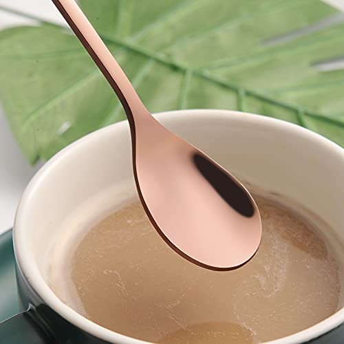 6 Piece Elegant Rose Gold Leaf Long Handle Teaspoons (6 Count)