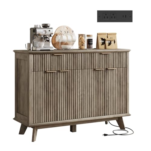 Fluted Buffet Sideboard Cabinet with Storage