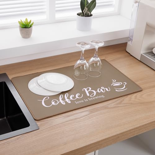 Coffee Mat 2 Pack 12x19 Inch Absorbent Non (2 Count)