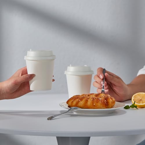 100 Pack 10 oz Disposable Paper Coffee Cups with Lids (100 Count)
