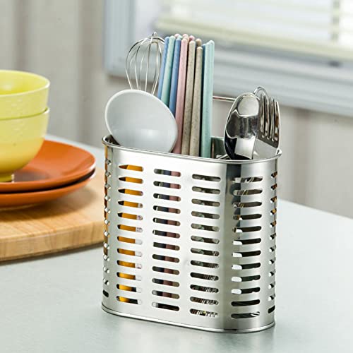 Stainless Steel Hanging 2 Compartments Mesh Utensil Drying Rack