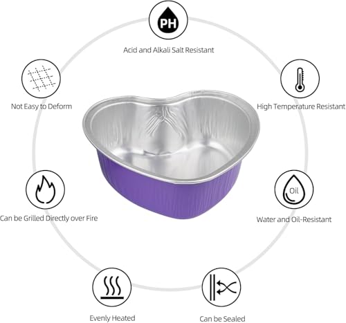 Mini Heart Shaped Cake Pans 3.5oz Aluminum Foil Heart Cake Pan with Lids (50 Count)