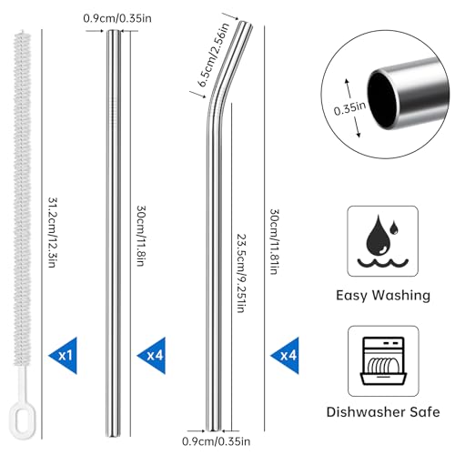 8PCS Stainless Steel Straws Fit for 40oz Stanley Tumblers (8 Count)