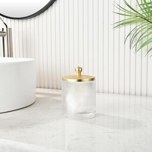 Clear Transparent Apothecary Ribbed Geometric Etched Glass Jar W
