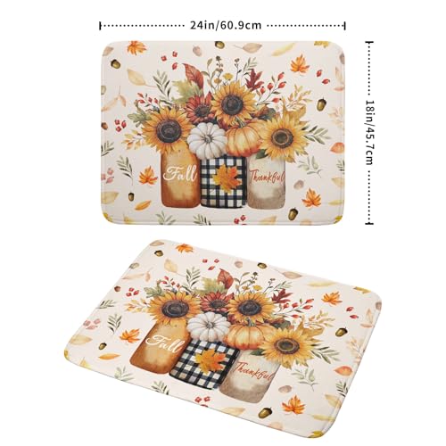 Autumn Sunflowers Vase Dish Drying Mat for Kitchen Counter