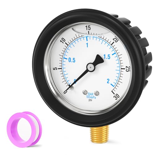 0 30PSI Stainless Steel Liquid Filled Pressure Gauge