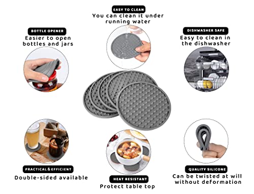 Rubber Coasters Set 6 with Holder