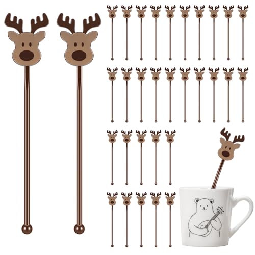 30 Pcs Christmas Drink Stirrers Reindeer Stir Sticks (30 Count)