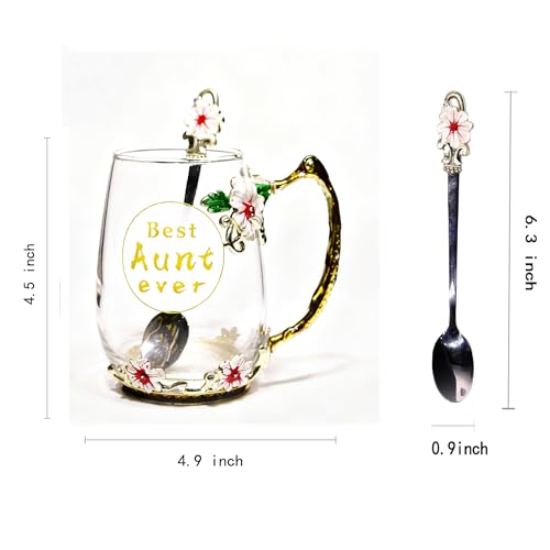 Best Aunt Ever Printed Flower Tea Glass