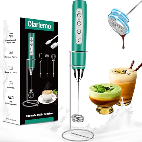 Milk Frother Handheld Rechargeable with Stand
