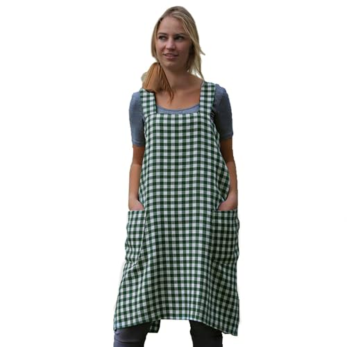 Women's Pinafore Square Apron Baking Cooking Gardening Works Cross Back Cotton