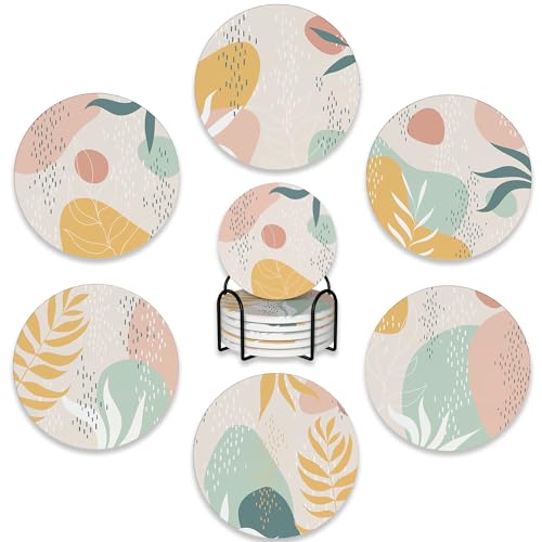 Drink Coasters Set of 6 with Holder