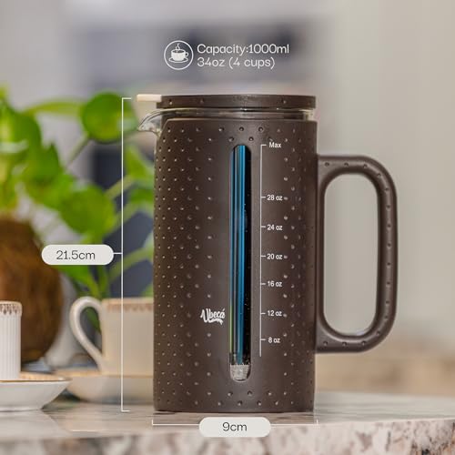 34oz Large French Press Coffee Maker Brown