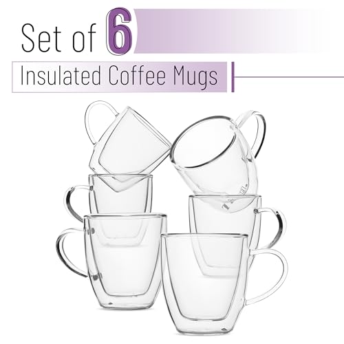 BTaT Double Walled Glass Coffee Mugs (6 Count)