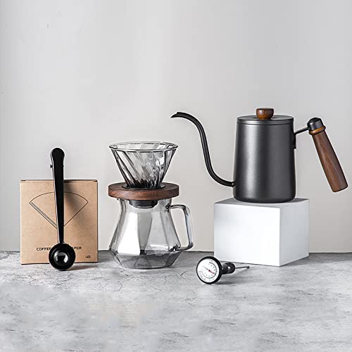 Pour Over Coffee Maker Set Coffee Kettle Scale Server Dripping Cup Bean Grinder Filter Paper Ceramic Cup All in 1 Great for Traveling Camping Excellent Coffee Gift
