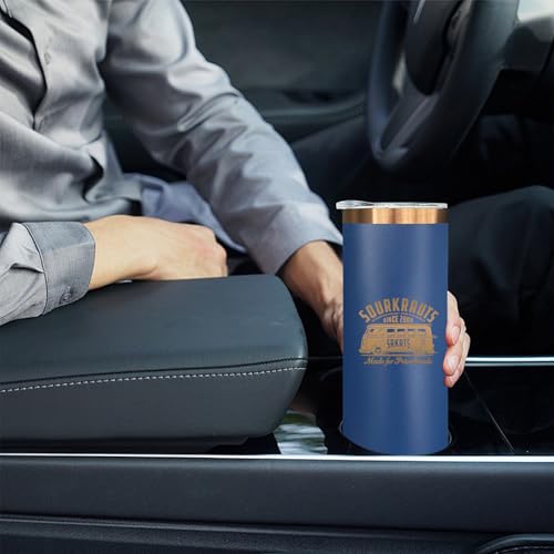 20 oz Skinny Tumblers Bulk with Lids and Straws Navy (4 Count)