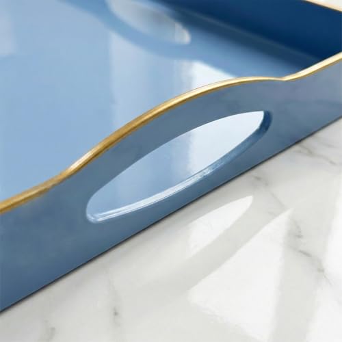 Blue Serving Tray with 4 Handles
