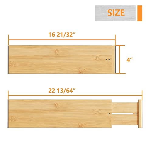 Bamboo Expandable Drawer Dividers (4 Count)
