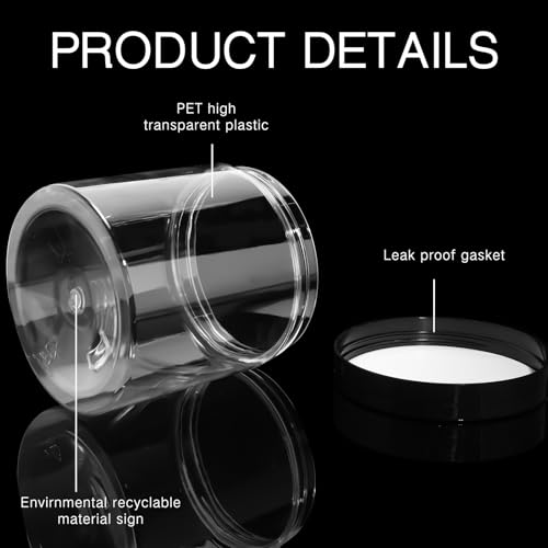 4 Pcs Plastic Jars Wide Mouth with Lids (4 Count)