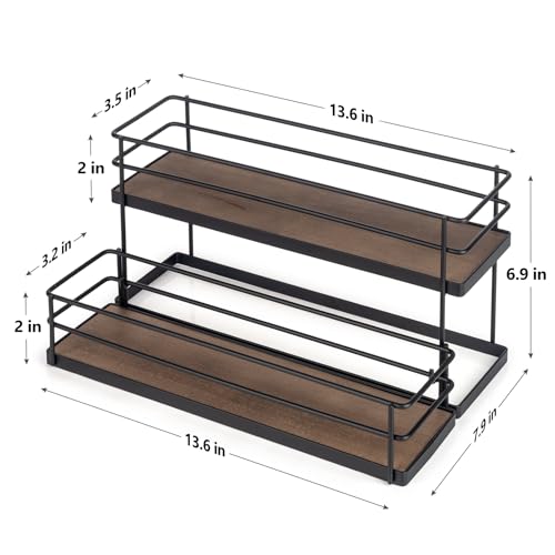 8 Bottle Capacity Coffee Syrup Organizer 2 Tier Coffee Syrup Stand Shelf for Coffee Bar Kitchen Small Wine Rack for Bar Family Storage for Syrup Wine Dressing (13.6 inch(es))