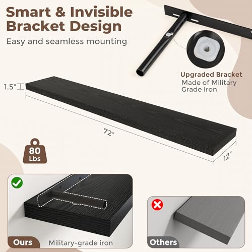 72 Inch Floating Shelves (2 Count)