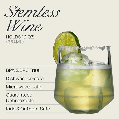 Unbreakable Stemless Wine Glasses (4 Count)