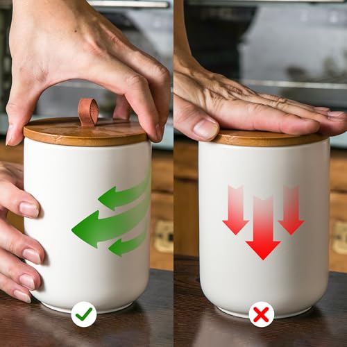 White Ceramic Canister with Bamboo Lid (3 Count)