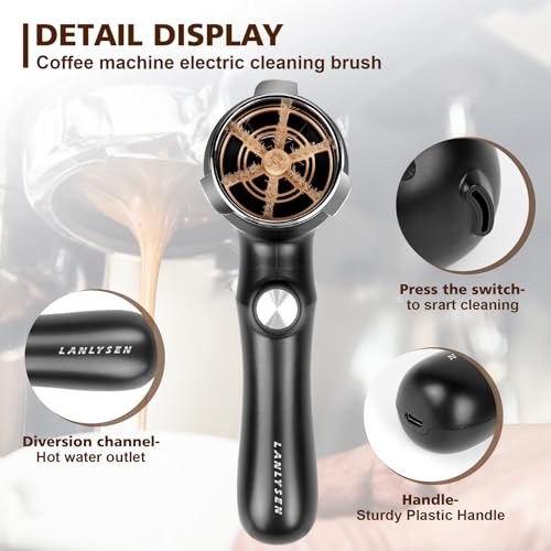 51mm Espresso Coffee Machine Electric Cleaning Brush Espresso Machine Cleaning Brush 360° Totally Enclosed Cleaning for 3 EARS 51MM Delonghi Dedica Style Series EC680 and EC685
