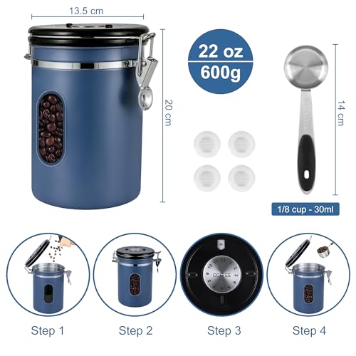 1800ML Airtight Coffee Canister with Date Tracker&Transparent Window