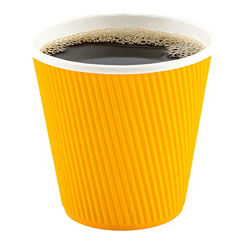 Ripple Wall Coffee Cups 500 Count 8 Ounce Insulated Yellow Paper Cups