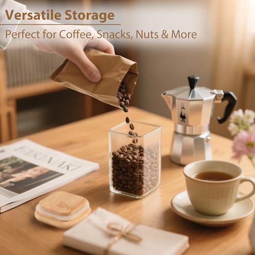 12 Pack 8 oz Square Glass Spice Jars with Lids and Labels (12 Count)